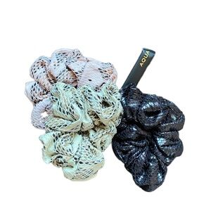 {Aqua) 3pc. Faux Snake Skin hair scrunchie